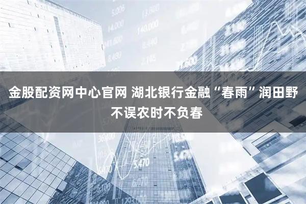 金股配资网中心官网 湖北银行金融“春雨”润田野  不误农时不负春